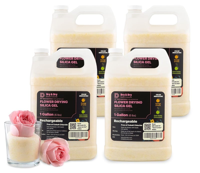 DRYDRY (4 Gallon-NET 24 LBS) Color Indicating Premium Silica Gel Flower Drying Desiccant - Flower Drying Silica Gel Desiccant(24 LBS Reusable) Silica Gel - Image 1